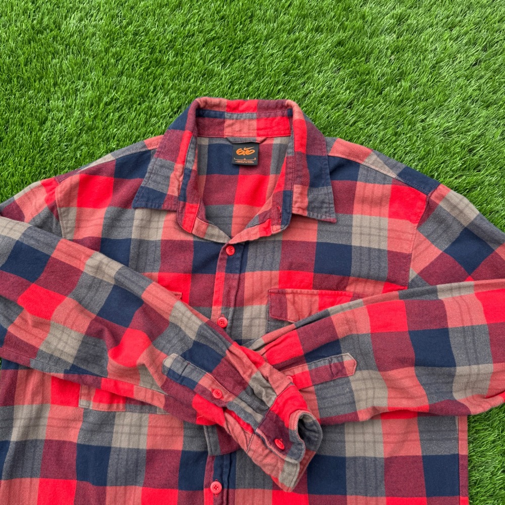 Nike 6.0 Mens L Plaid Flannel Shirt Red Navy Skate BMX 404548-611